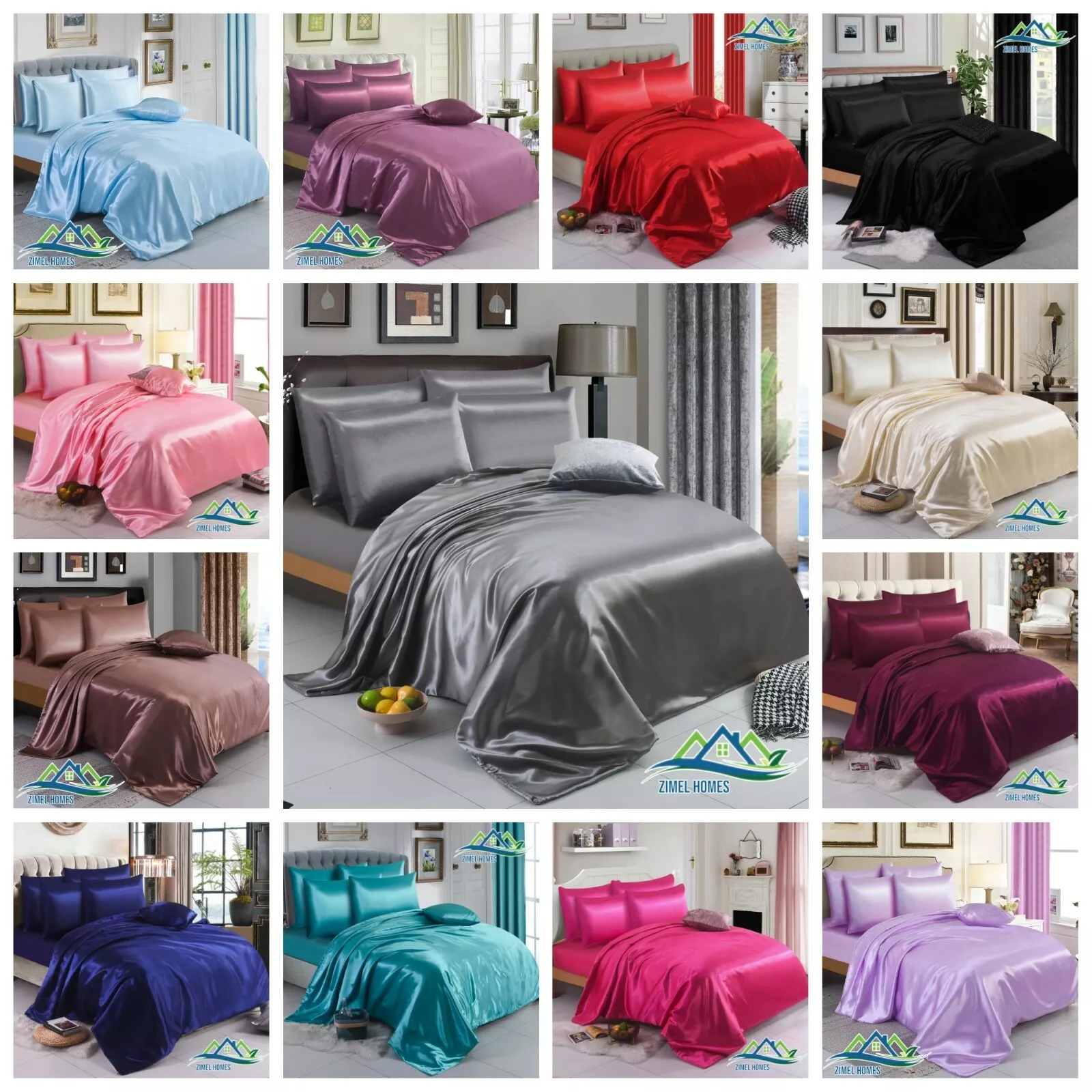 6PCS SATIN SILK ✔ COMPLETE BEDDING SET ✔ DUVET COV